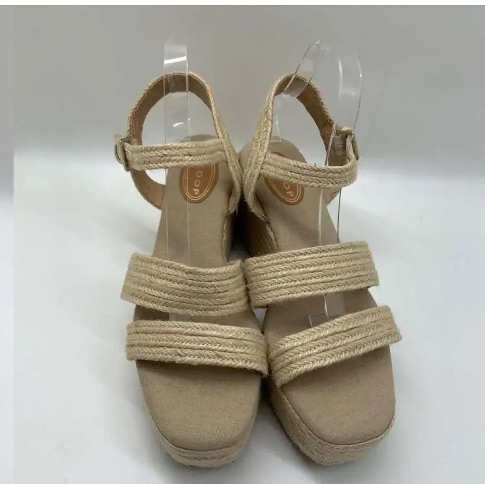 Scoop Jute Espadrille Double Strap Platform Wedge Sandals Size 10